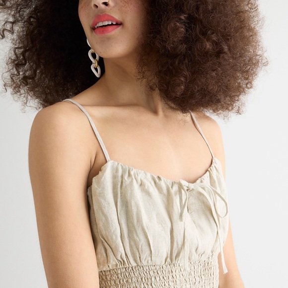 JCREW SMOCKED LINEN DRESS SZ 2 NWT - Picture 2 of 6